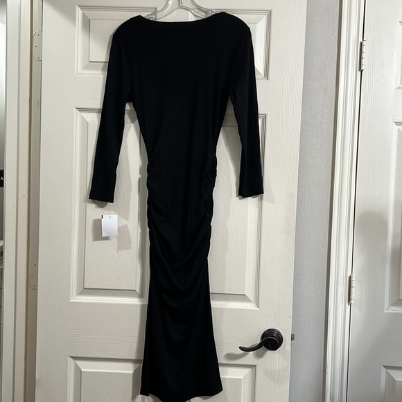 Michael Stars Christina Ribbed Knit Mid Length Sleeve Midi Dress Black Size M - Picture 6 of 11